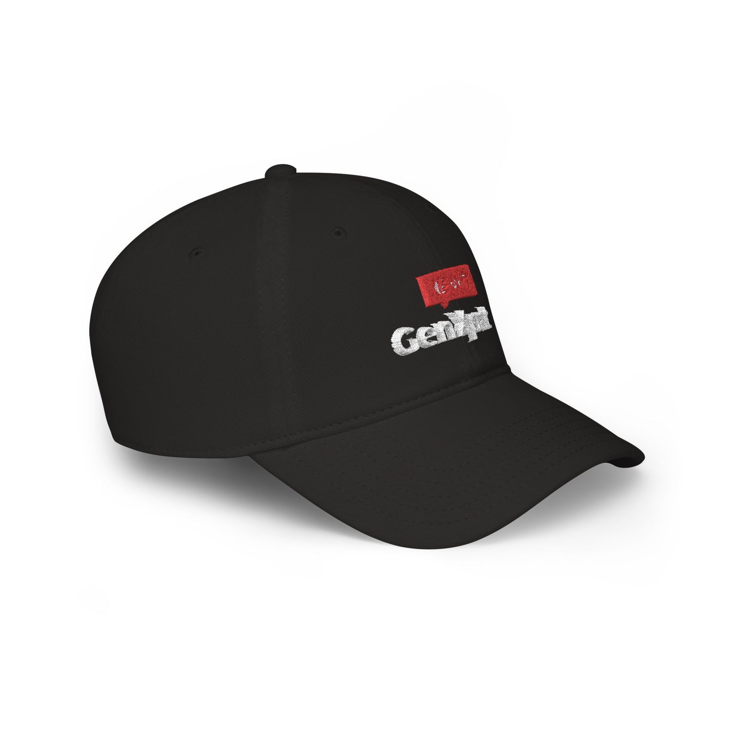GenXpat embroidered logo Cap | Black low profile baseball cap