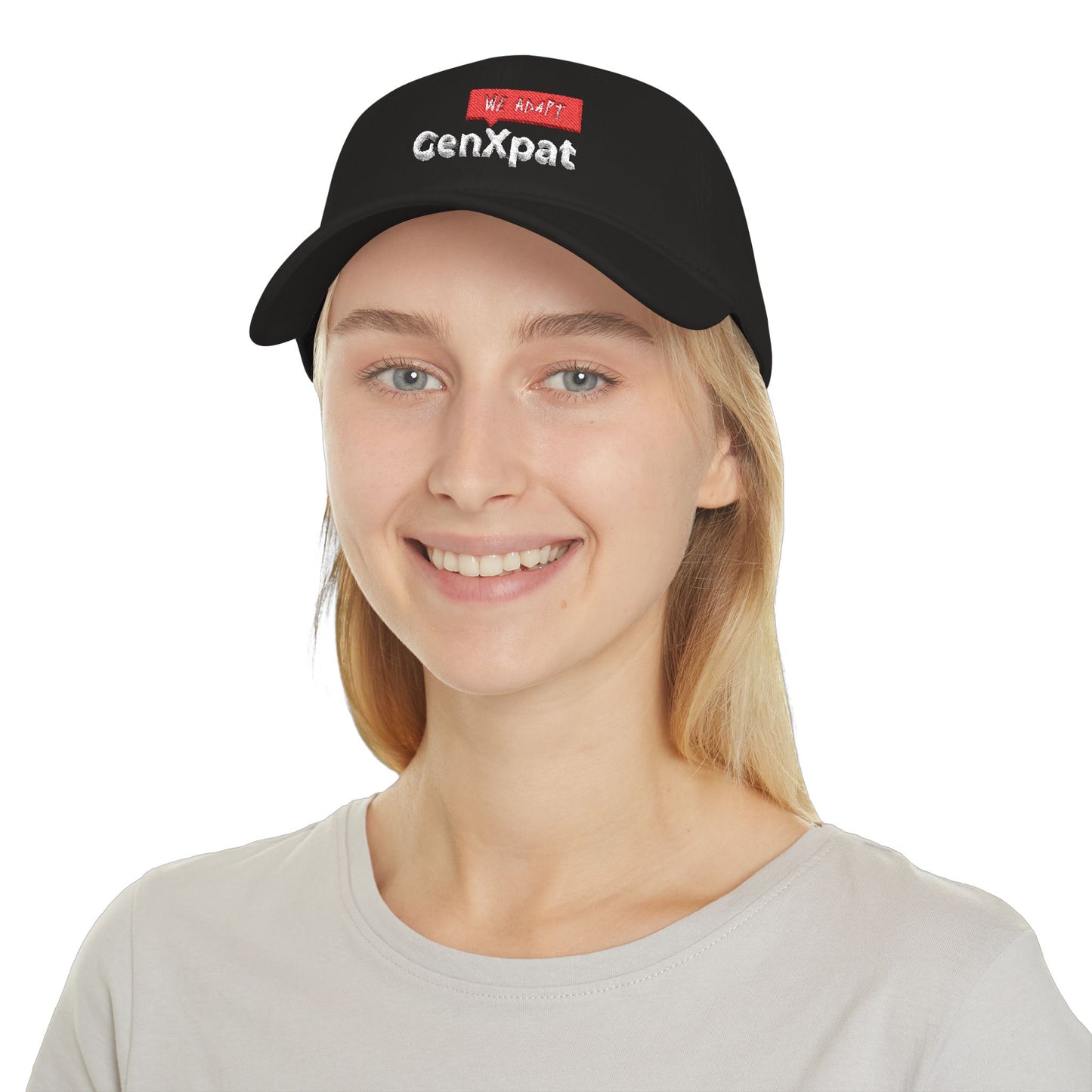 GenXpat embroidered logo Cap | Black low profile baseball cap