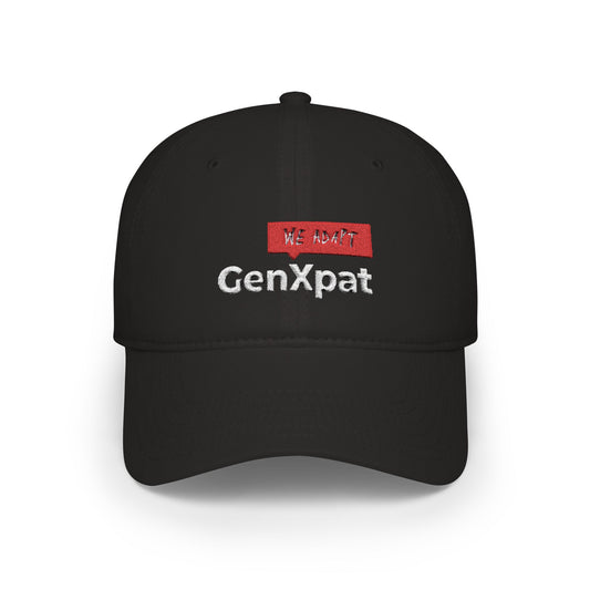 GenXpat embroidered logo Cap | Black low profile baseball cap
